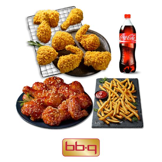 BBQ BBQ 황금올리브치킨+양념치킨(반)+감자튀김+콜라1.25L