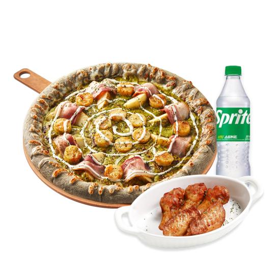 바질버터관자피자 M + 윙봉 + 스프라이트 500ml