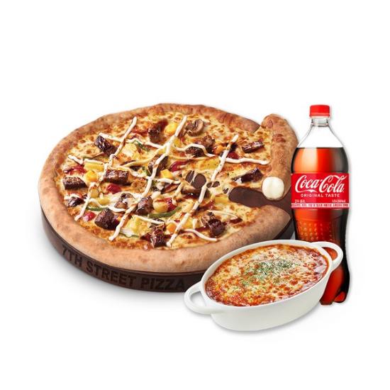 [7번가피자] 샘스테이크 치즈링 L+오븐스파게티+콜라1.25L