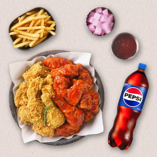 후라이드반양념반+멕시감자+콜라1.25L